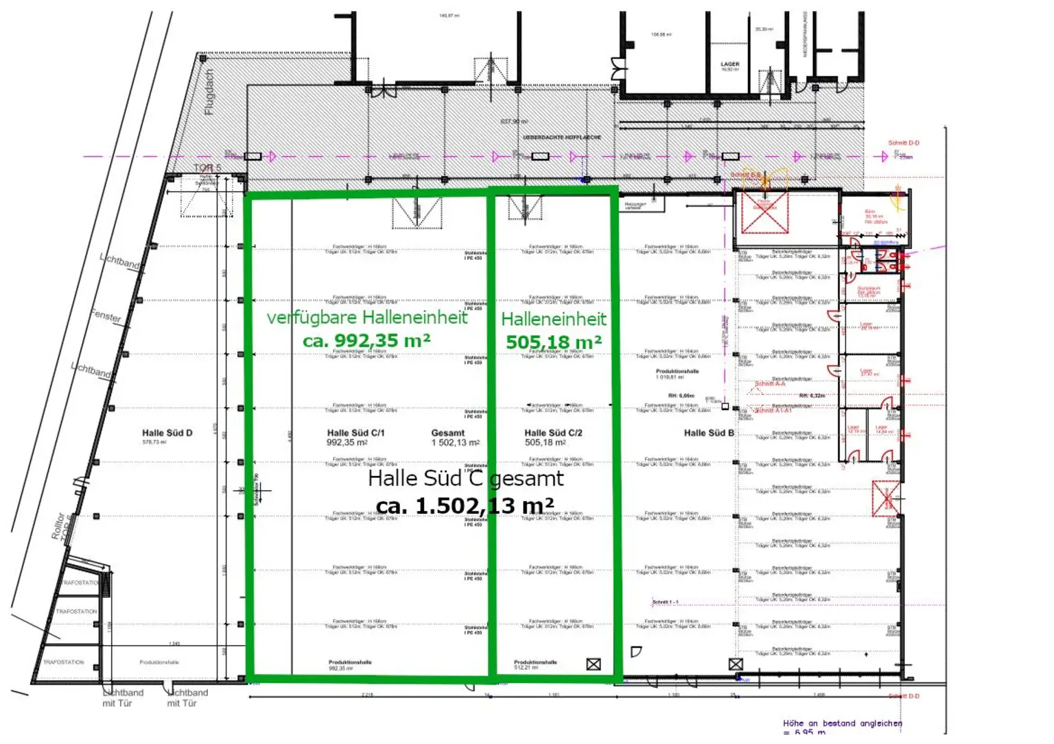 Grundriss Halle C Teilungsvariante