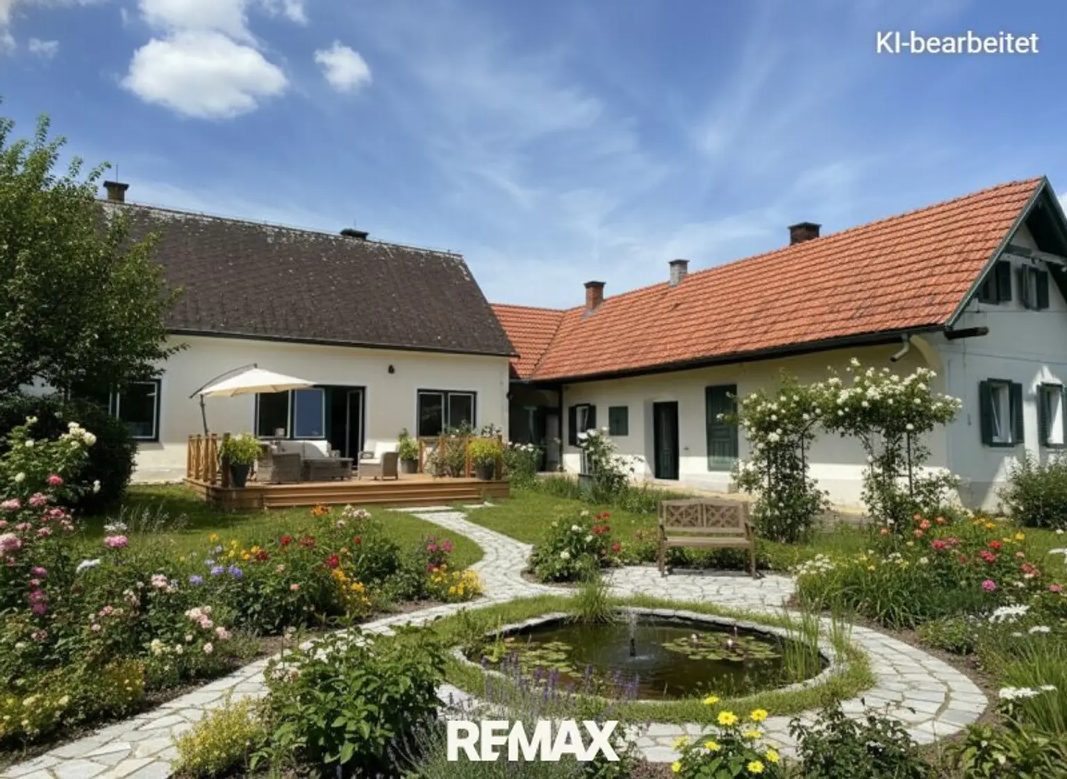 KI-bearbeitete Gartengestaltung