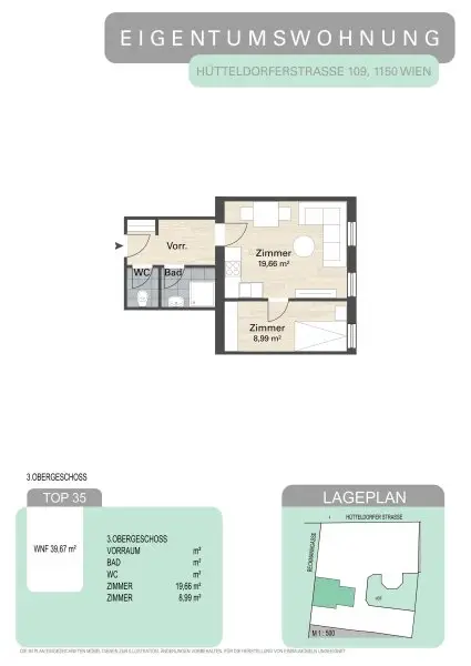 U3 "Hütteldorfer Straße": schön sanierte 2-Zimmerwohnung inkl. neuer Küche