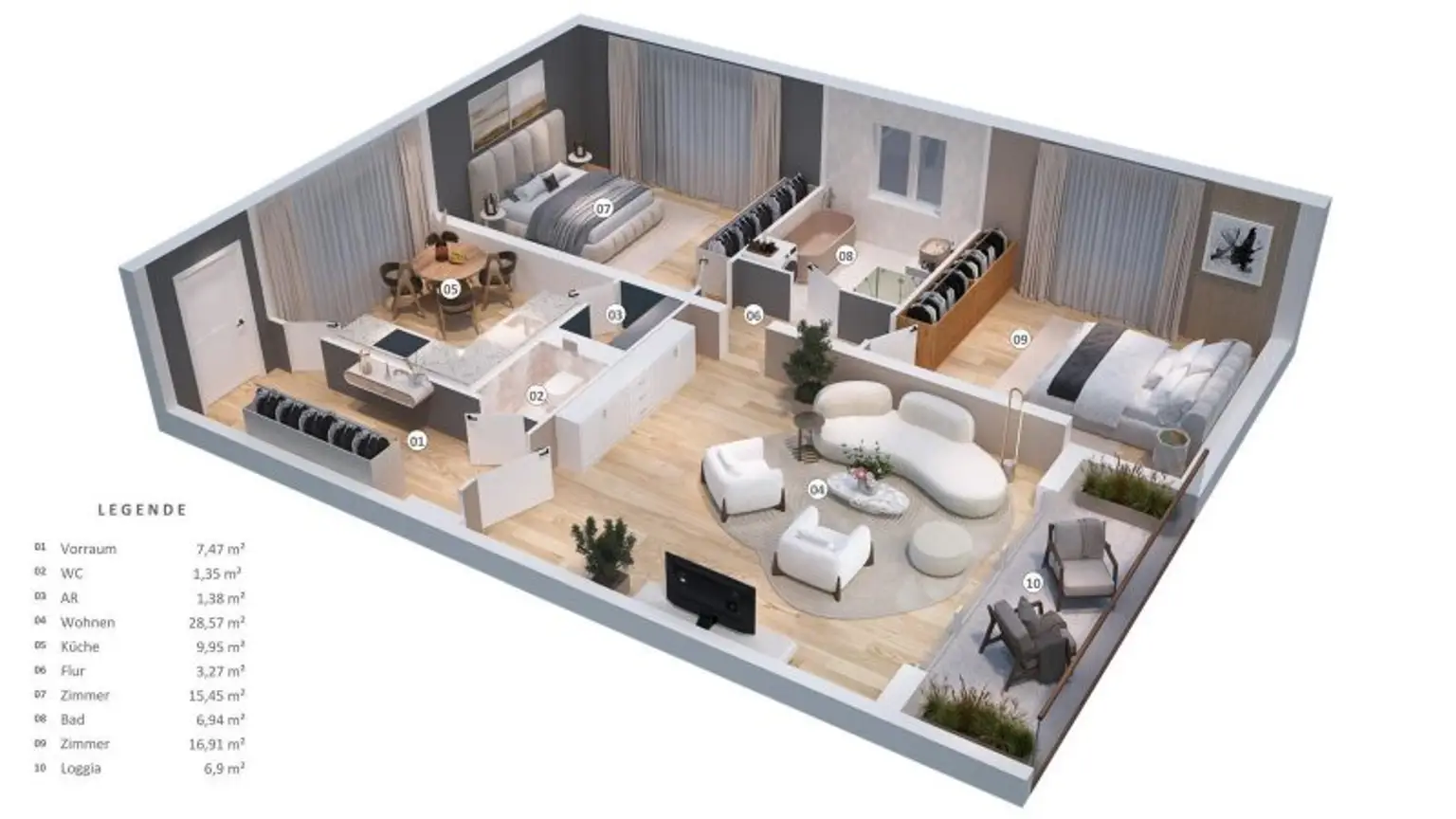 Familienwohnung in Pottendorf mit Loggia & Parkplatz