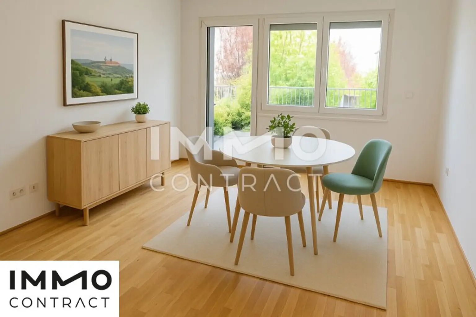 Minimalist Essbereich mit Naturblick