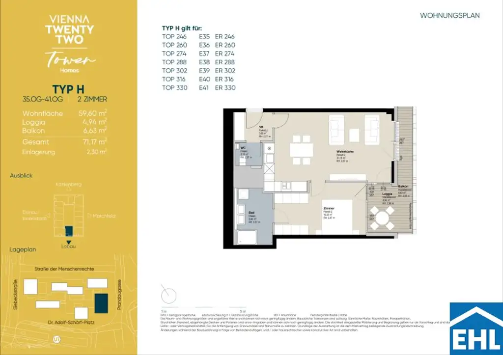 2-Zi.-Erstbezug mit Loggia & Rooftop Pool | TOWER HOMES