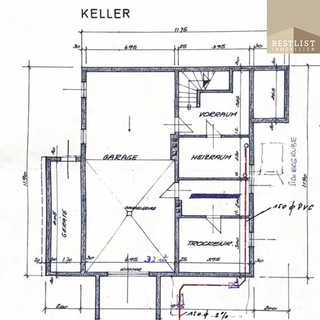 7 Zimmer Haus in Gainfarn - innen mit Renovierungsbedarf