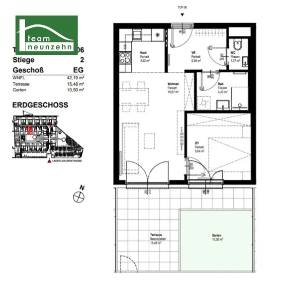 LEO 131 - 2-Zimmer Gartenwohnung im Niedrigenergiehaus mit Anbindung nach Floridsdorf!