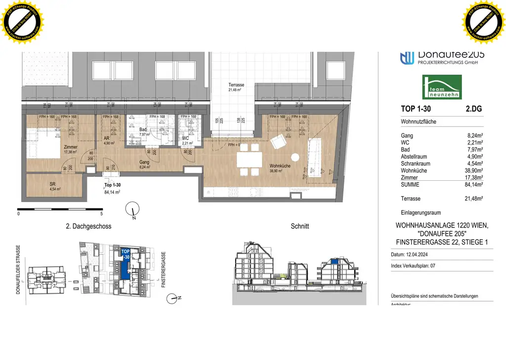 2-Zimmer-Erstbezug in Kagran – Top Lage & ca 26 m² Sonnenterrasse mit modernem Komfort!