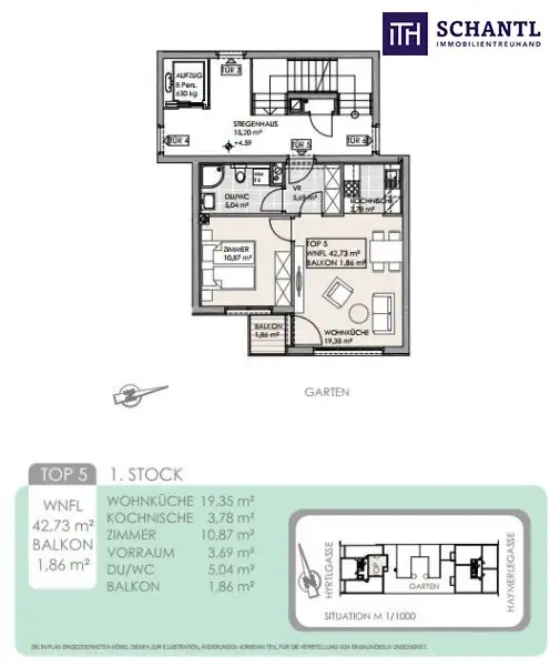 Klein wohnen - groß genießen! Hofseitige Neubauwohnung mit Balkon und Grünblick! Perfekte Raumaufteilung + Beste Vermietbarkeit + Garagenplatz optional! Jetzt zugreifen!