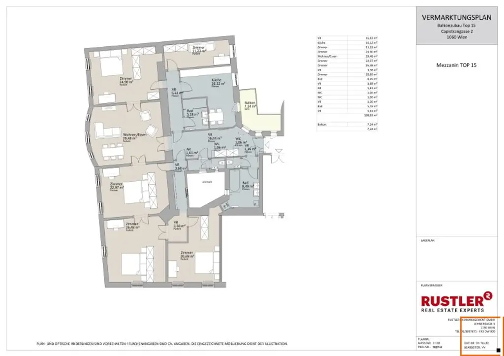 Museumsquartier: Erstbezug: Elegante 5,5 Zimmer-Altbauwohnung mit Balkon