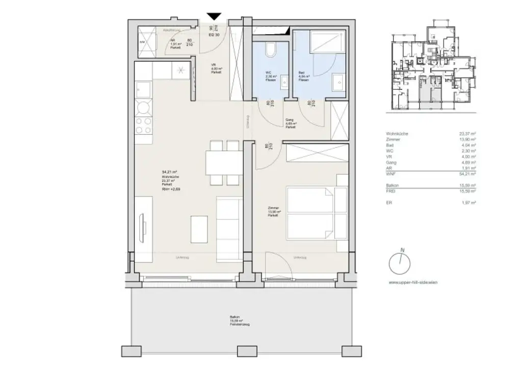 Ab Oktober! Erstbezug! Klimatisierte 2-Zimmer-Balkonwohnung inkl. Stellplatz zu vermieten!