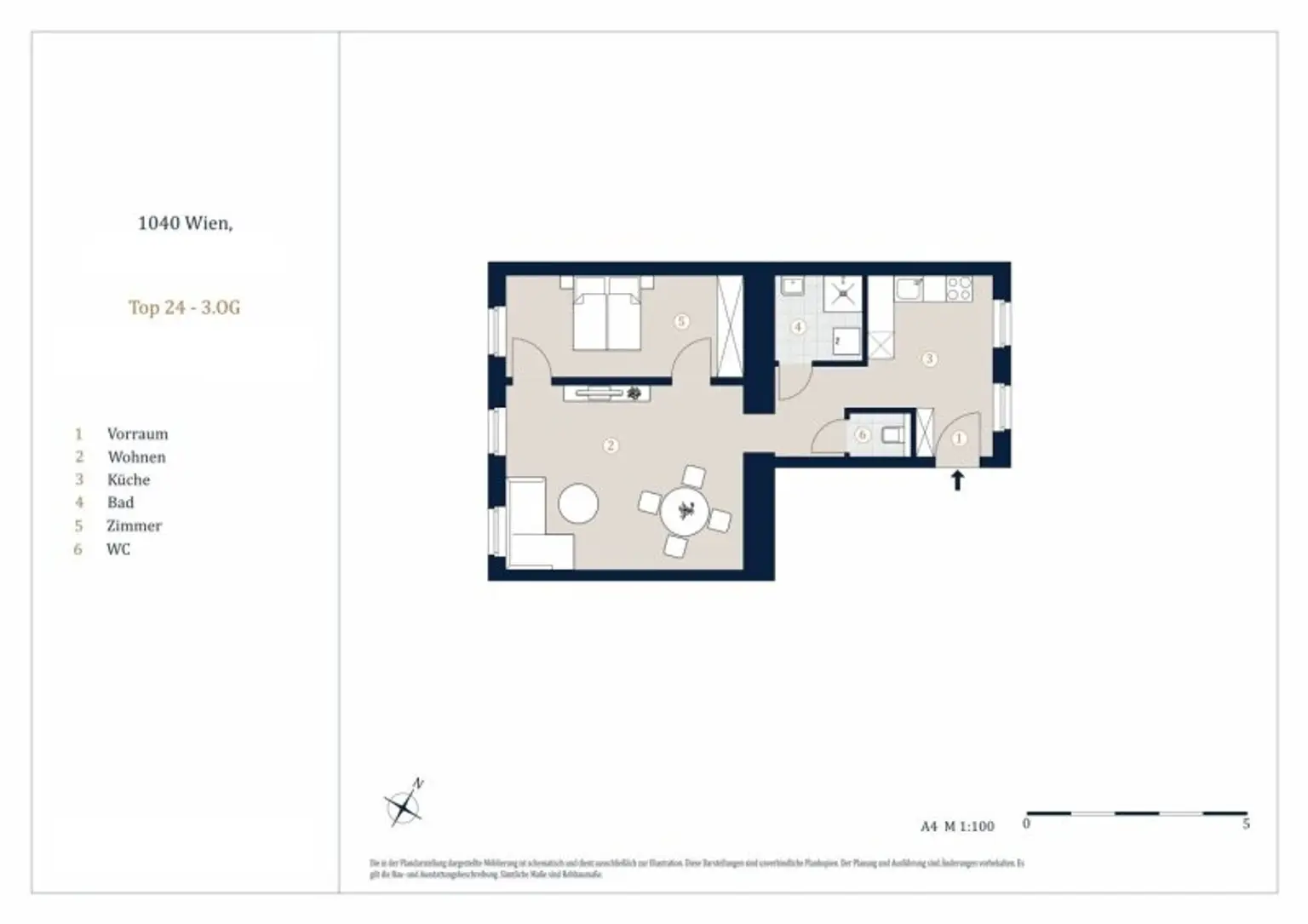 Helle 2-Zimmer Wohnung, Nähe Wiedner Hauptstraße