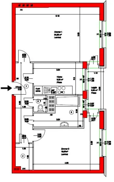 Gepflegte 2-Zimmer Wohnung mit Loggia -Traisenparknähe