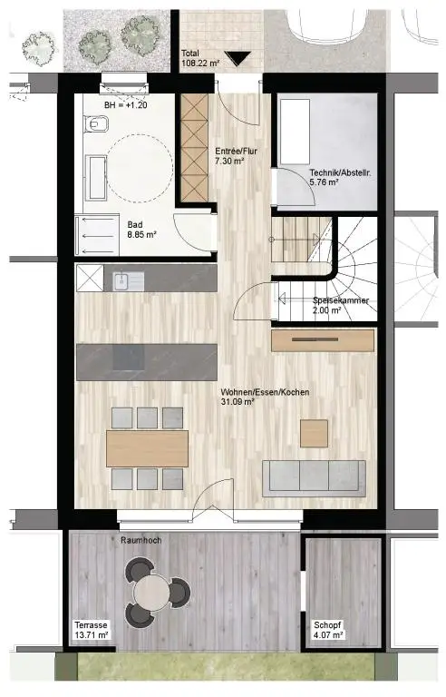 Haus B Grundriss ohne Maßstab