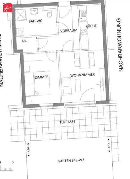 Neuwertige Gartenwohnung inkl. Tiefgaragenstellplatz!