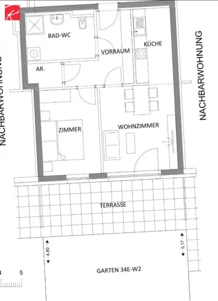 Neuwertige Gartenwohnung inkl. Tiefgaragenstellplatz!