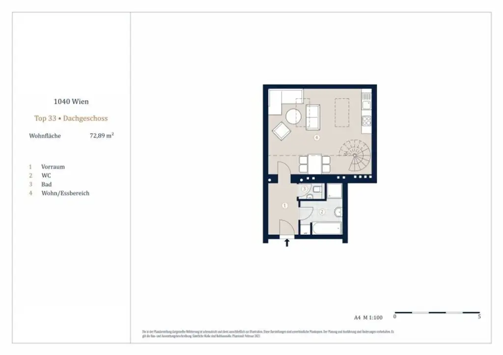 Helle 2-Zimmer-Maisonettewohnung, Nähe Wiedner Hauptstraße