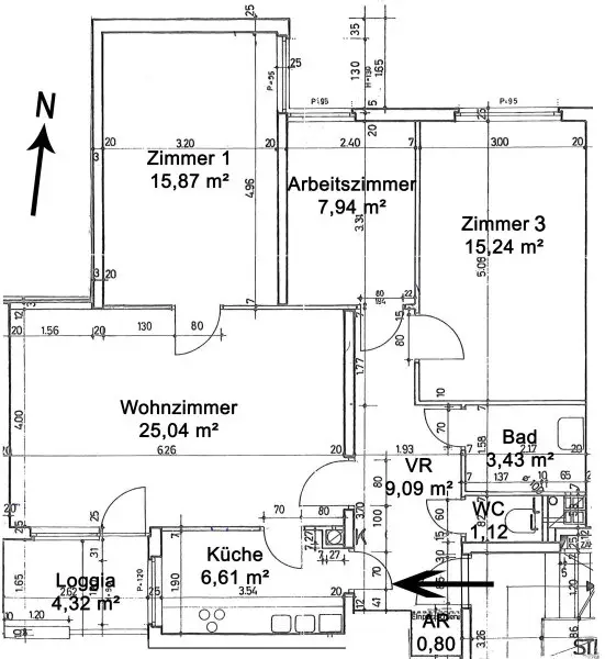 Gepflegte 4-Zimmer-Wohnung mit Süd-Loggia in Grünruhelage an der VOR-Kernzonengrenze