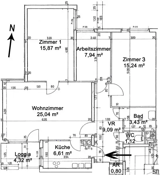 Gepflegte 4-Zimmer-Wohnung mit Süd-Loggia in Grünruhelage an der VOR-Kernzonengrenze