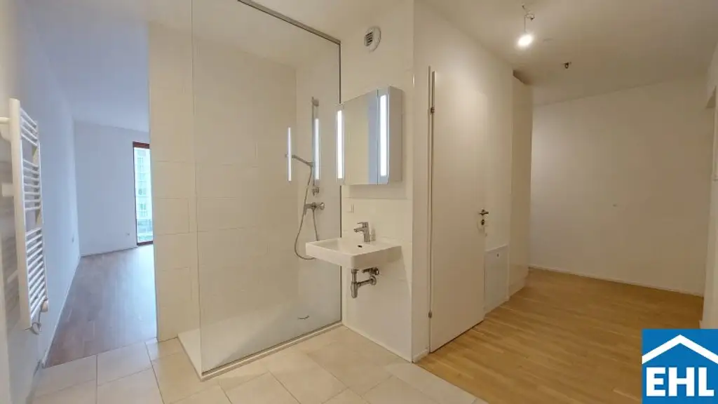 Sonnwendviertel: 1-Zimmer-Wohnung mit Balkon im 9. OG – Fitnessraum, Co-Working & Rooftop-Terrasse inklusive!