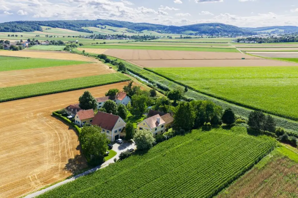 Historische Mühle inmitten von Wiesen und Feldern, nur unweit von Wien