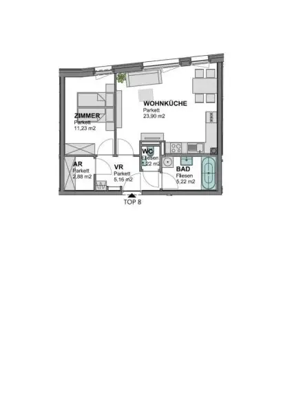 49,62 m² Wohnkomfort im 2. OG – Lift, Sofortbezug, ideale Single- oder Pärchenwohnung