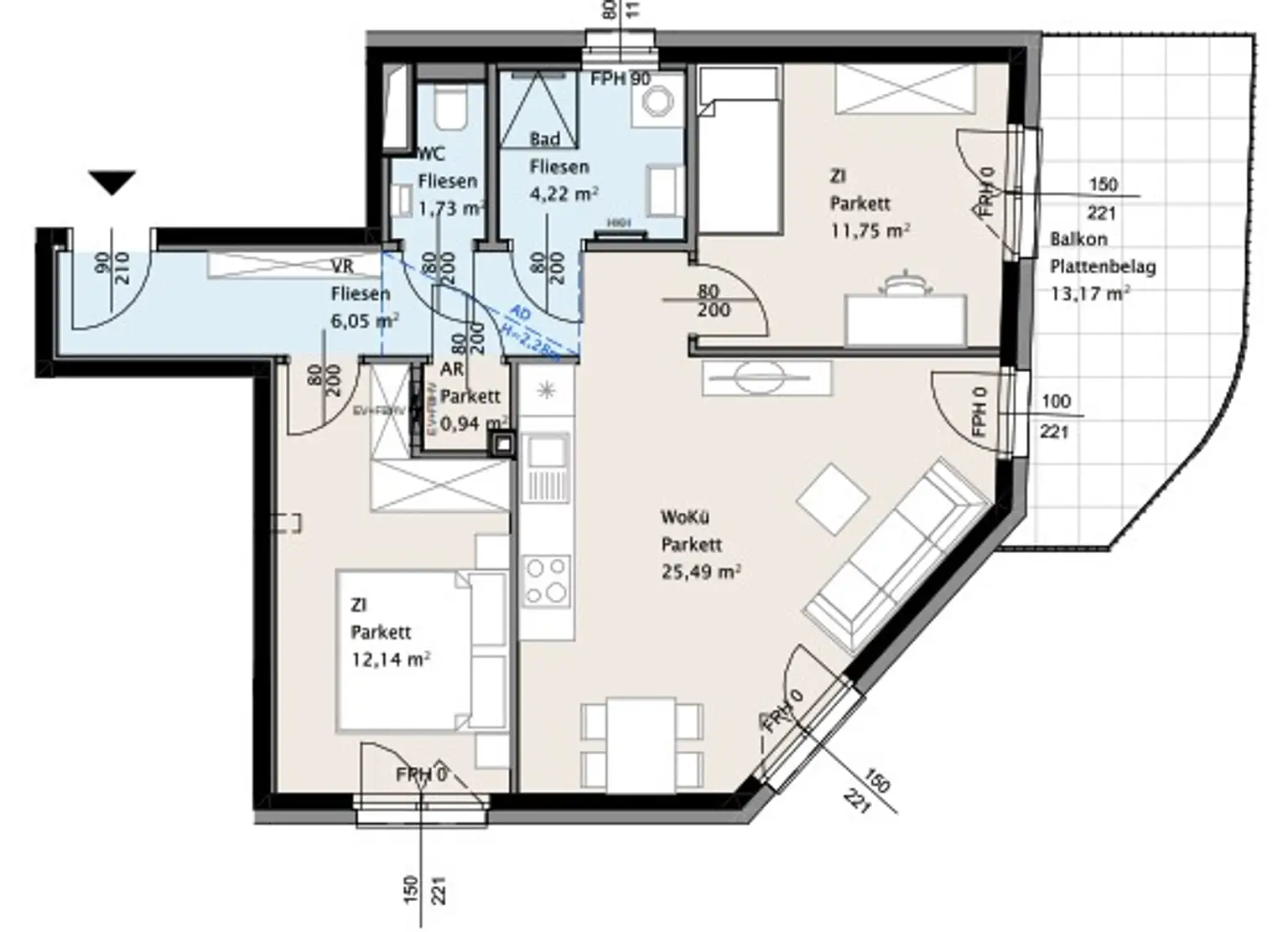 Dachgeschosswohnung ~ 3 Zimmer ~ 65m²