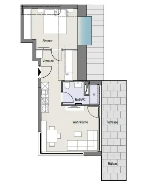 UNBEFRISTET: 2-Zimmer-DG inkl. großer Terrasse ab NOVEMBER!
