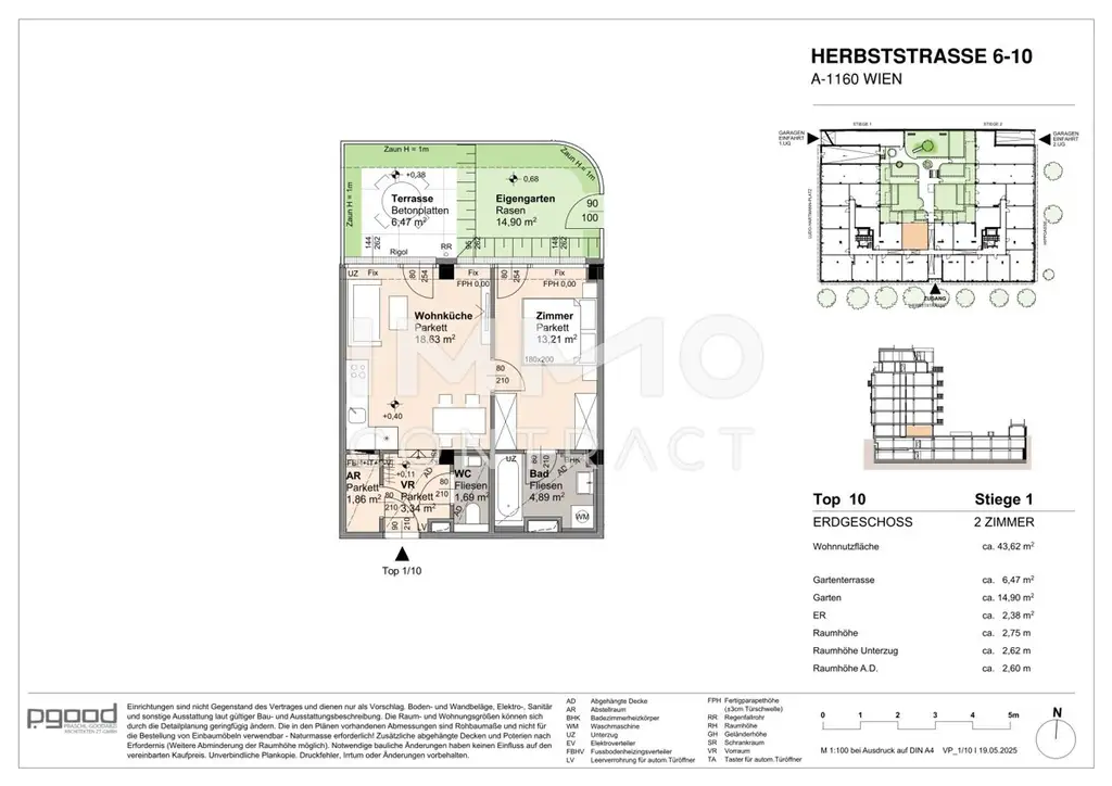 Hofseitiges Zweizimmer-Apartment mit Eigengarten und Terrasse (NEUBAU, ERSTBEZUG)