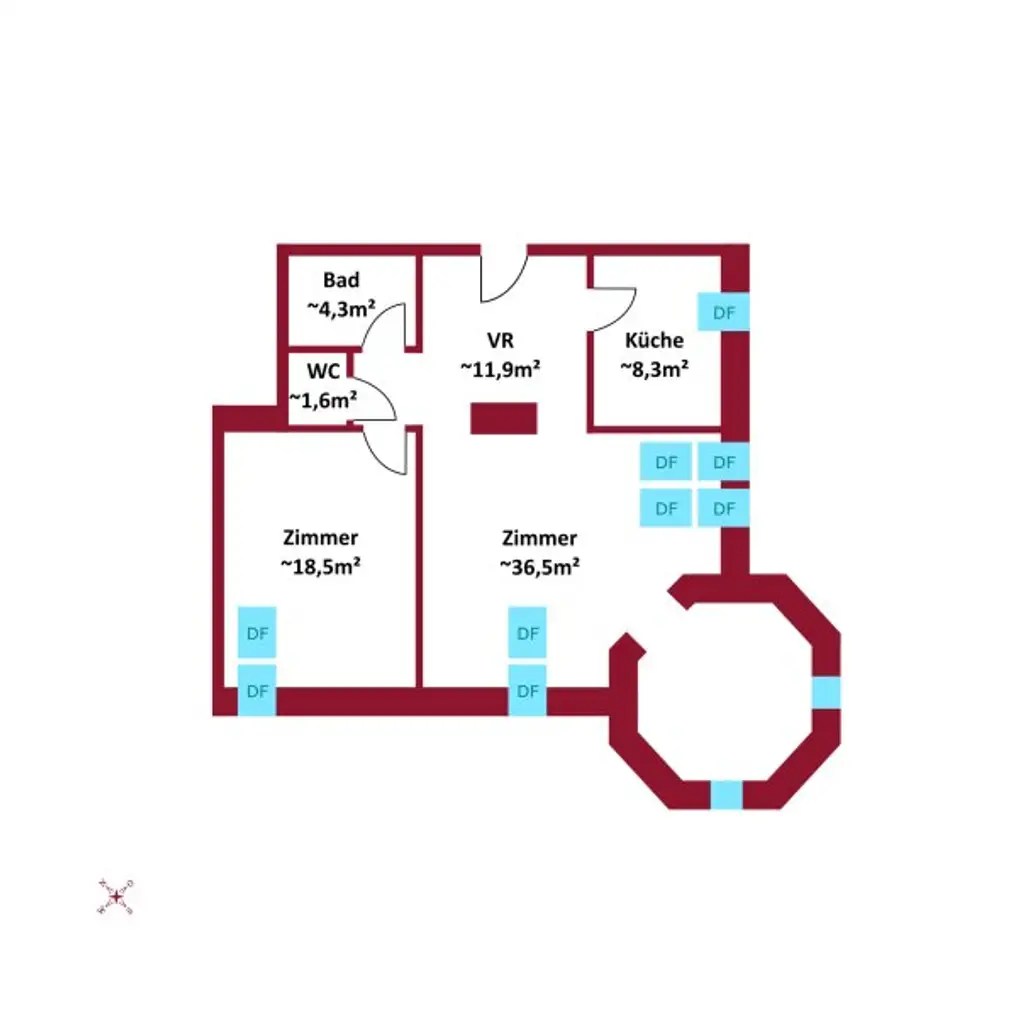 Dachgeschoss-Turm-Wohnung mit 5 Meter Raumhöhe | ca. 2.000 m² Garten zur allgemeinen Nutzung I freie Mietzinsbildung I
