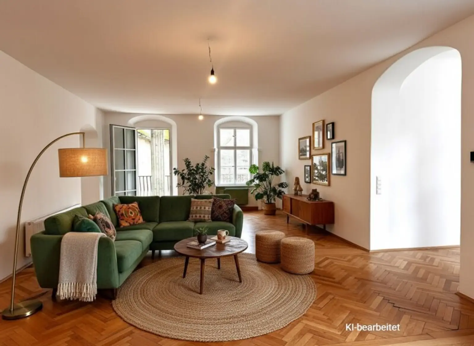 Wohnzimmer mit KI-Einrichtung