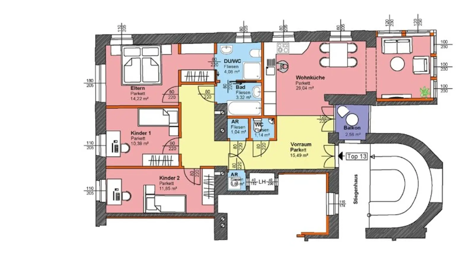 Stilvolle Familienwohnung am Fuß des Küniglbergs - 4 Zimmer getrennt begehbar - Balkon, Klima, Gartennutzung