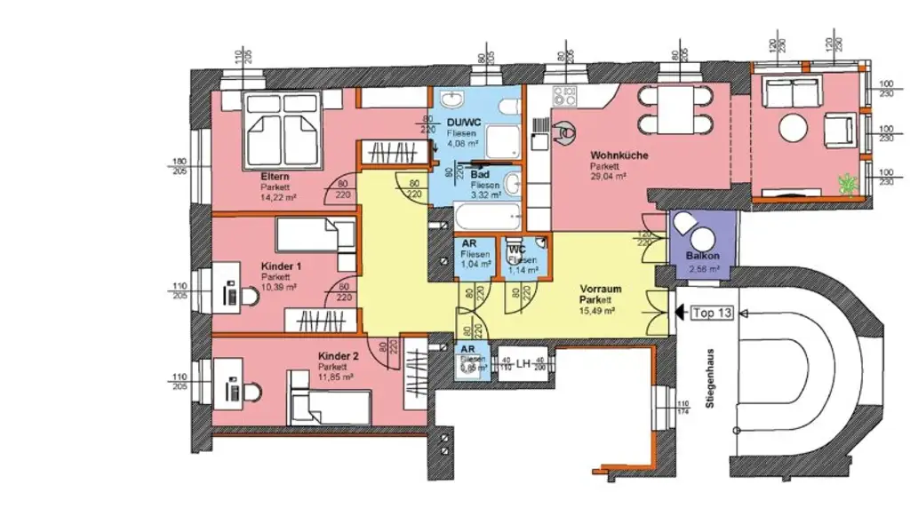 Stilvolle Familienwohnung am Fuß des Küniglbergs - 4 Zimmer getrennt begehbar - Balkon, Klima, Gartennutzung