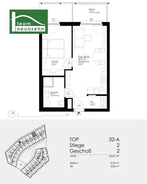 Wohngenuss nahe der Alten Donau: 2-Zimmer Wohnung inkl. Freifläche und Einbauküche - beziehbar ab 01.11.2025!