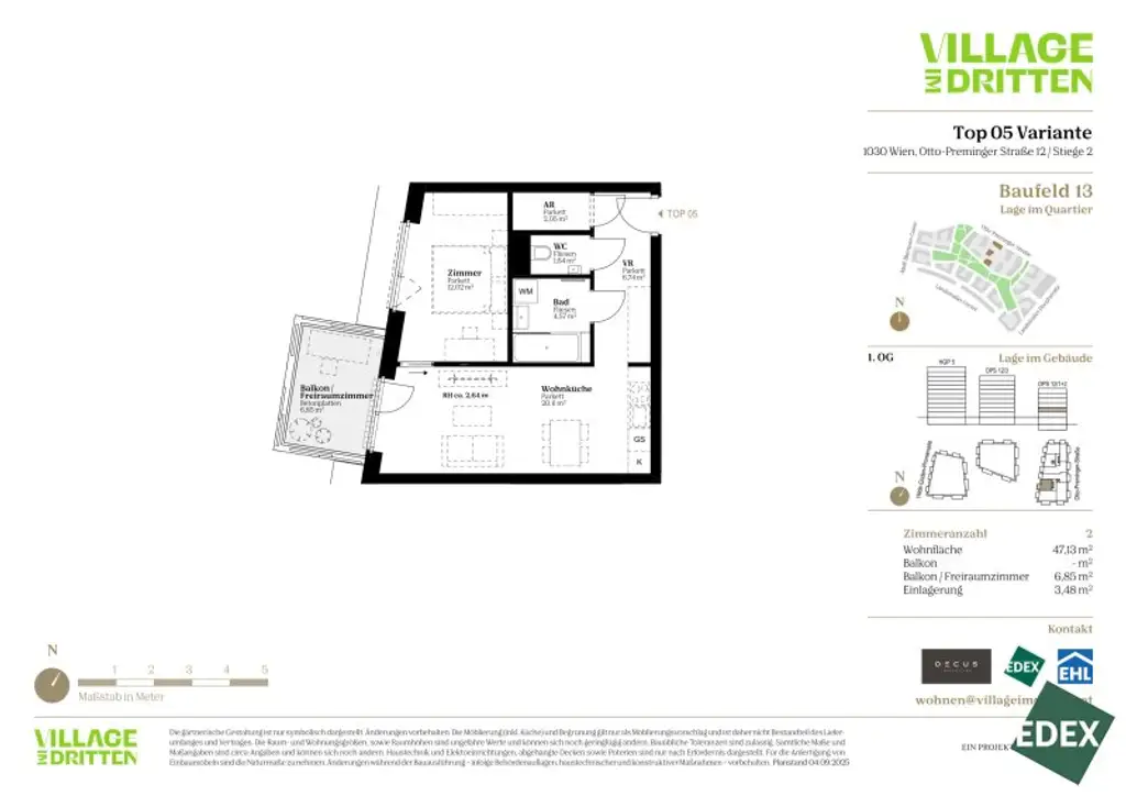 2-Zimmer-Wohnung mit Balkon, Abstellraum und Badewanne | URBAN DAHEIM | BAUFELD 13