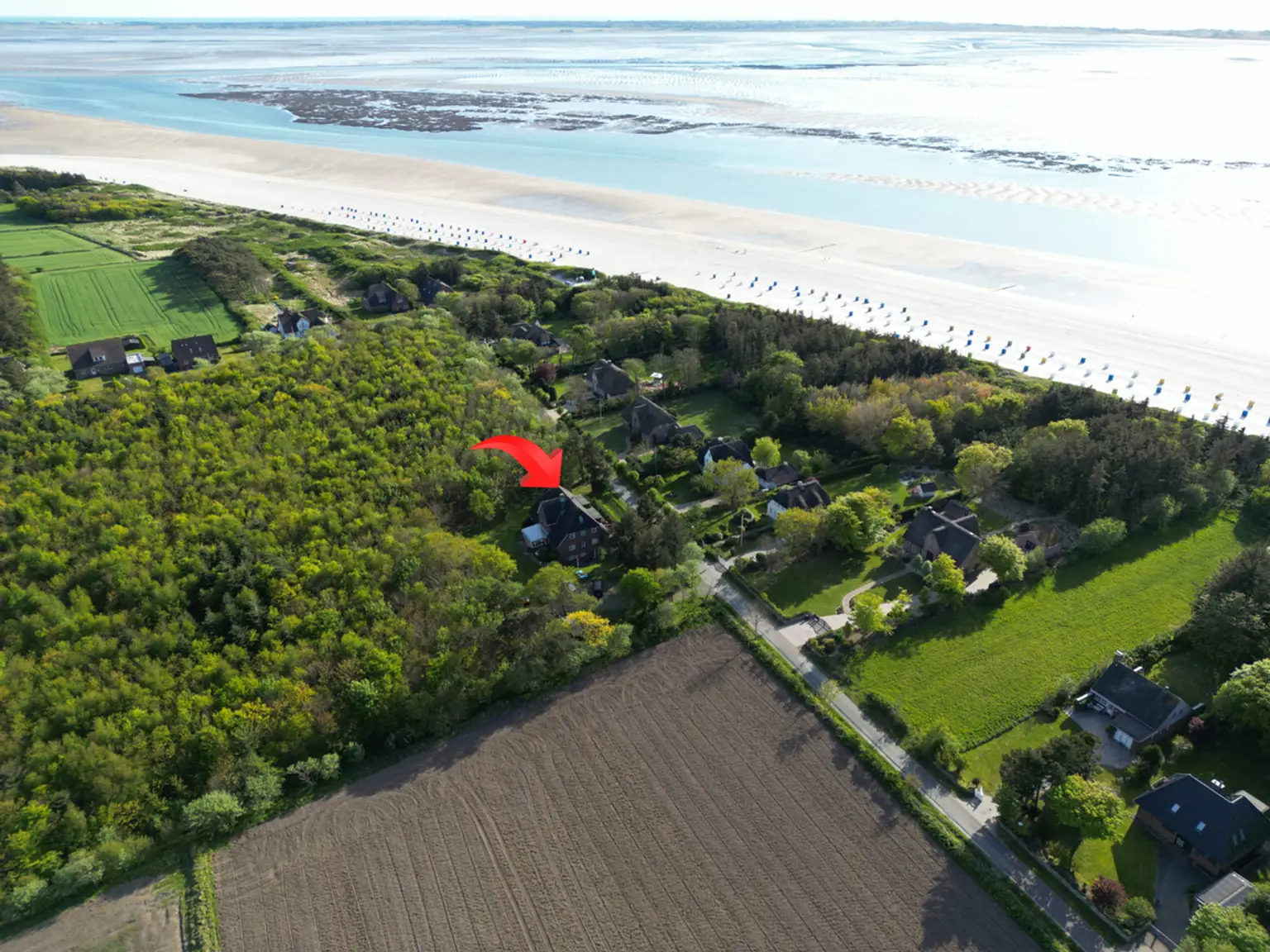 Luftaufnahme mit Markierung