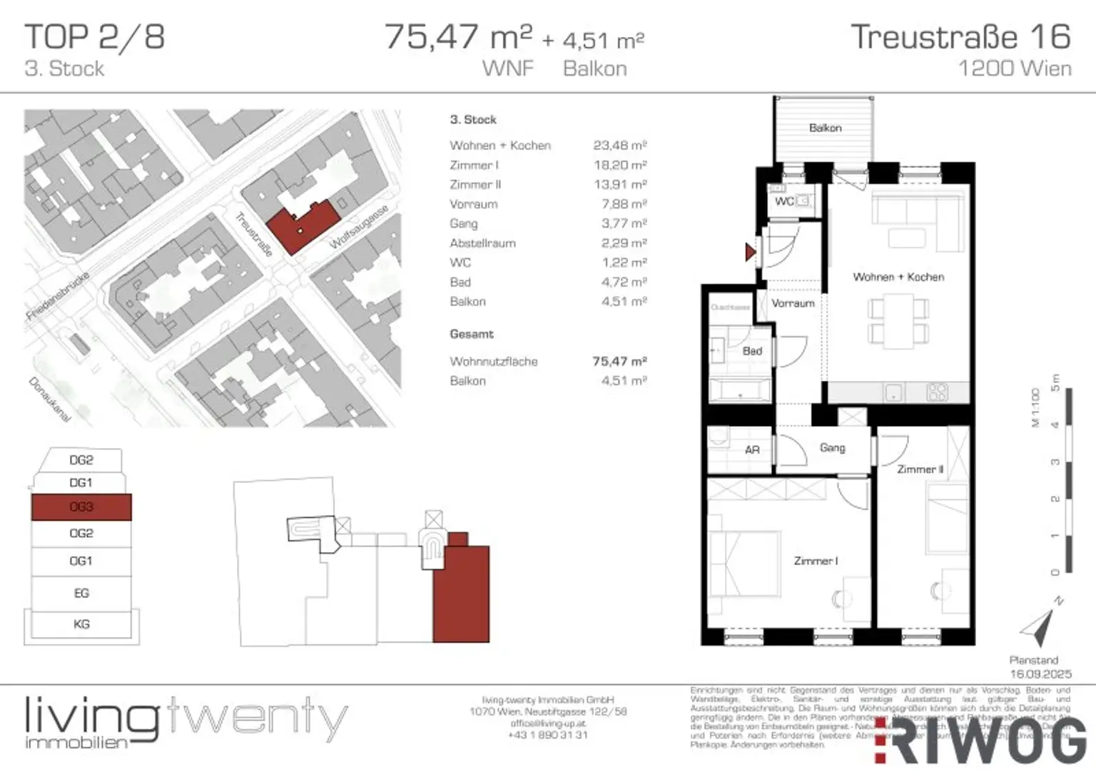 INITIATIVE TOP 100 - RAUS AUS GAS | perfekt geplante 3-Zimmer Altbauwohnung mit Balkon nahe dem Augarten | Top 2/8