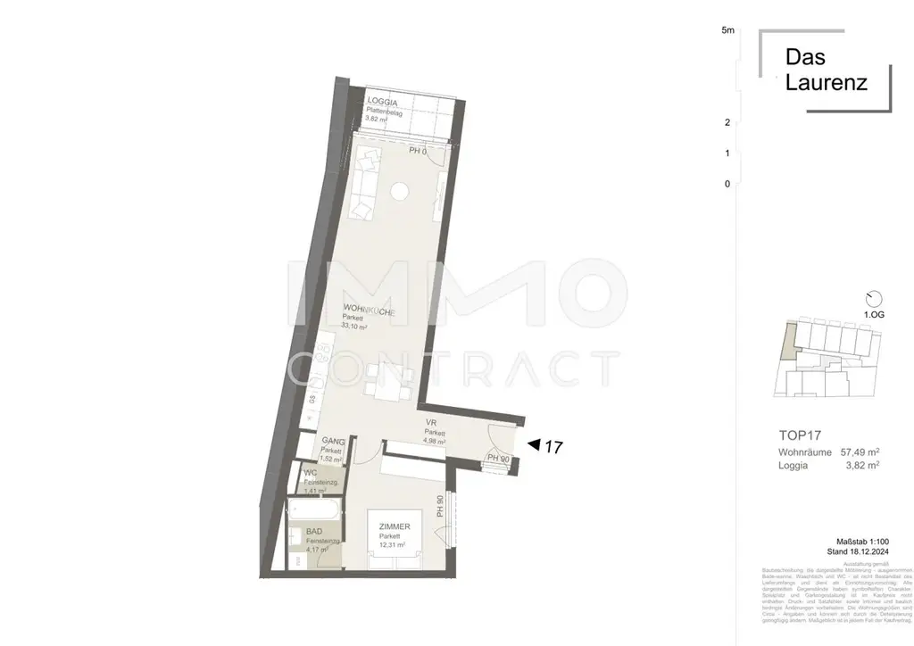 ERSTBEZUG Top Anlage Wohnung U3 2 Zimmer + Loggia - 1 bedroom apartment + loggia U3 = DAS LAURENZ=