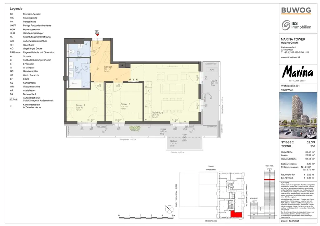 Top 358 -3 Zimmer ERSTBEZUG mit Freiflächen/CITY FERNBLICK - mit Fitness-Club im Haus!