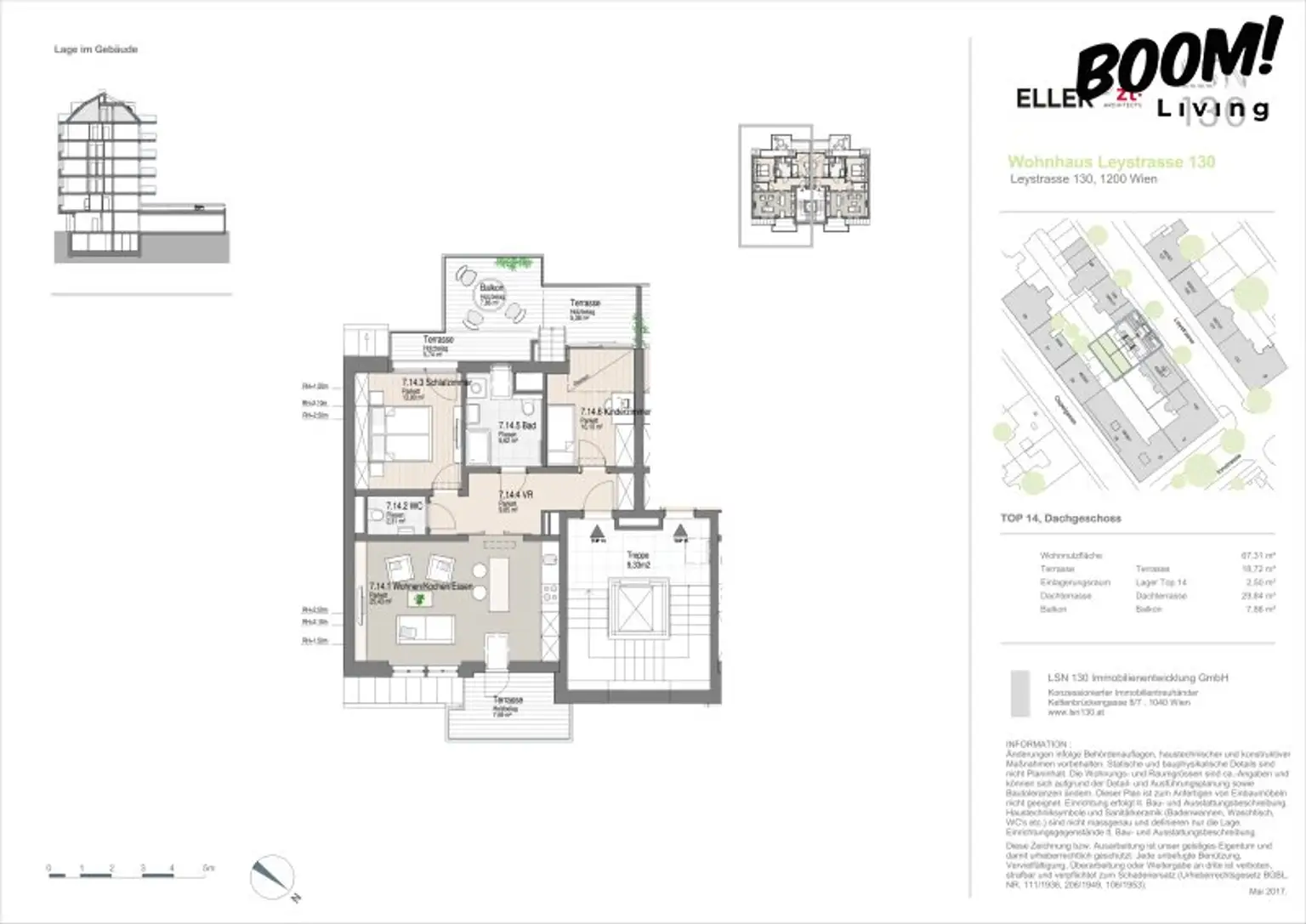 Helle 3-Zimmer-Dachgeschosswohnung mit großer Terrasse in 1200 Wien