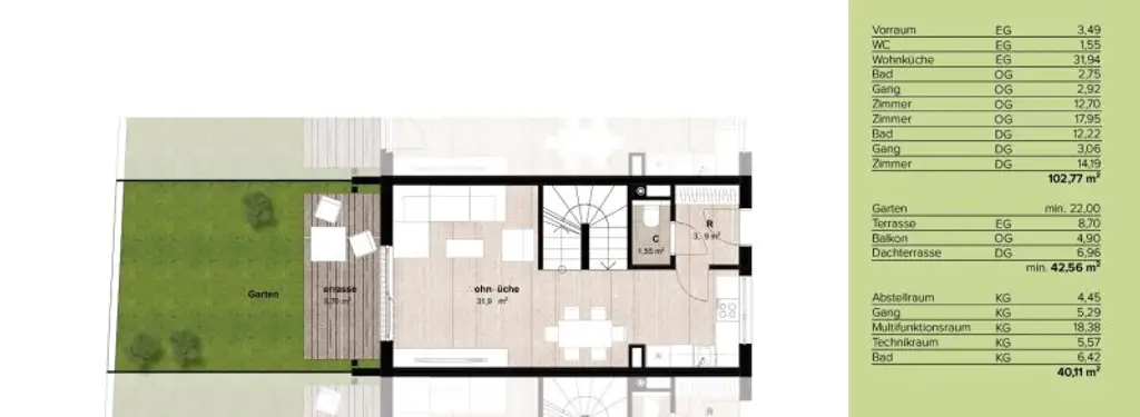 ++NEU++ GRÜNE9 - TOP für Familien & Anleger! Hochwertiges Reihenhaus mit Garten und perfekter U1-Anbindung!  PKW-Stellplatz, Eigengarten, Südwest-Terrasse, Sonne+++