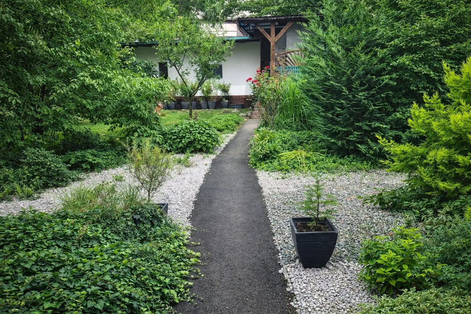 Weg zwischen Carport und Wohnhaus