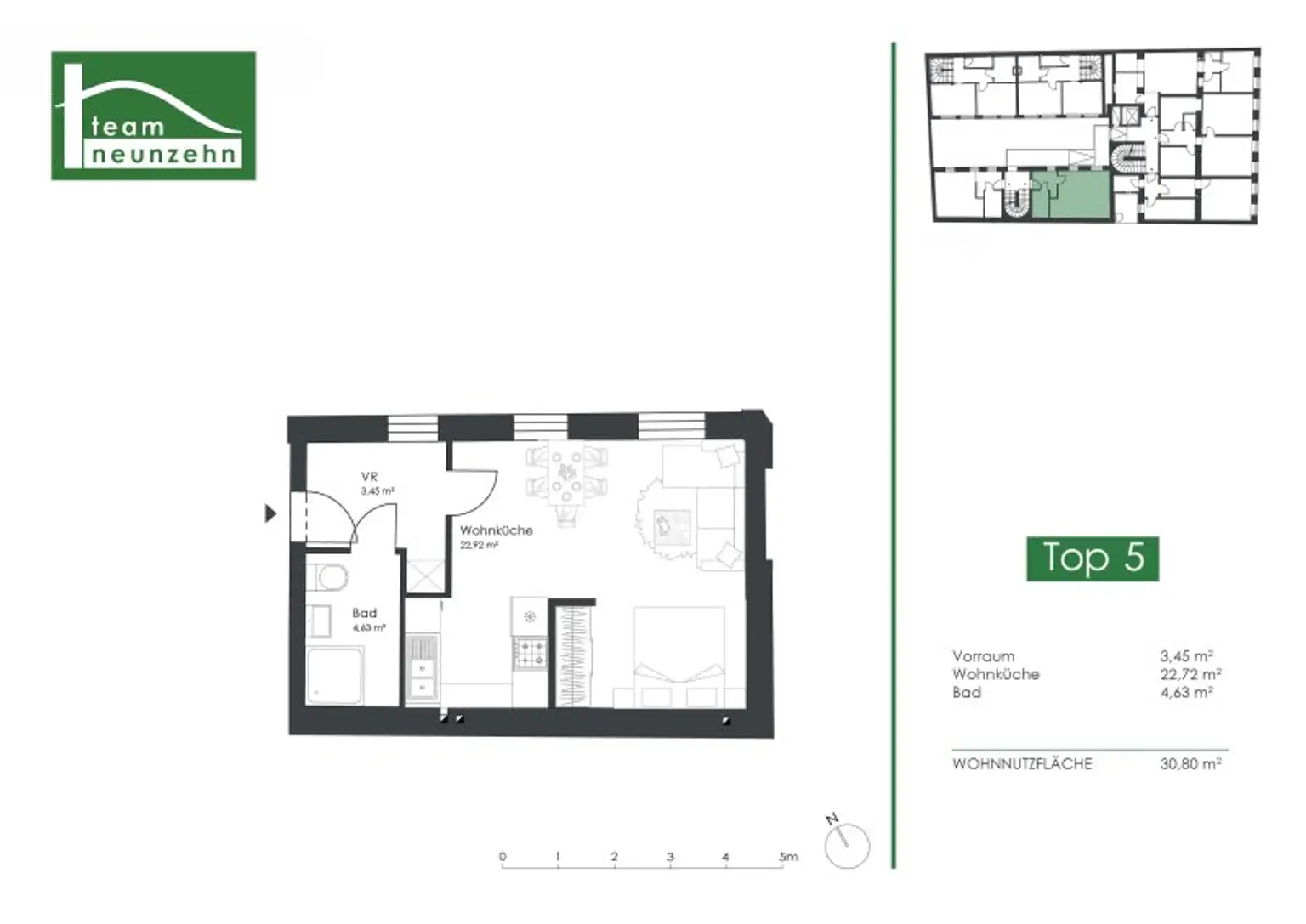 All inclusive Miete - perfekt aufgeteilte 1-Zimmer Wohnung - möbliert - 6 Monate befristet. - WOHNTRAUM
