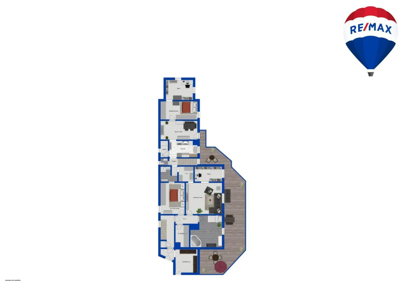 Grundriss Wohnbereich mit Terrasse 1