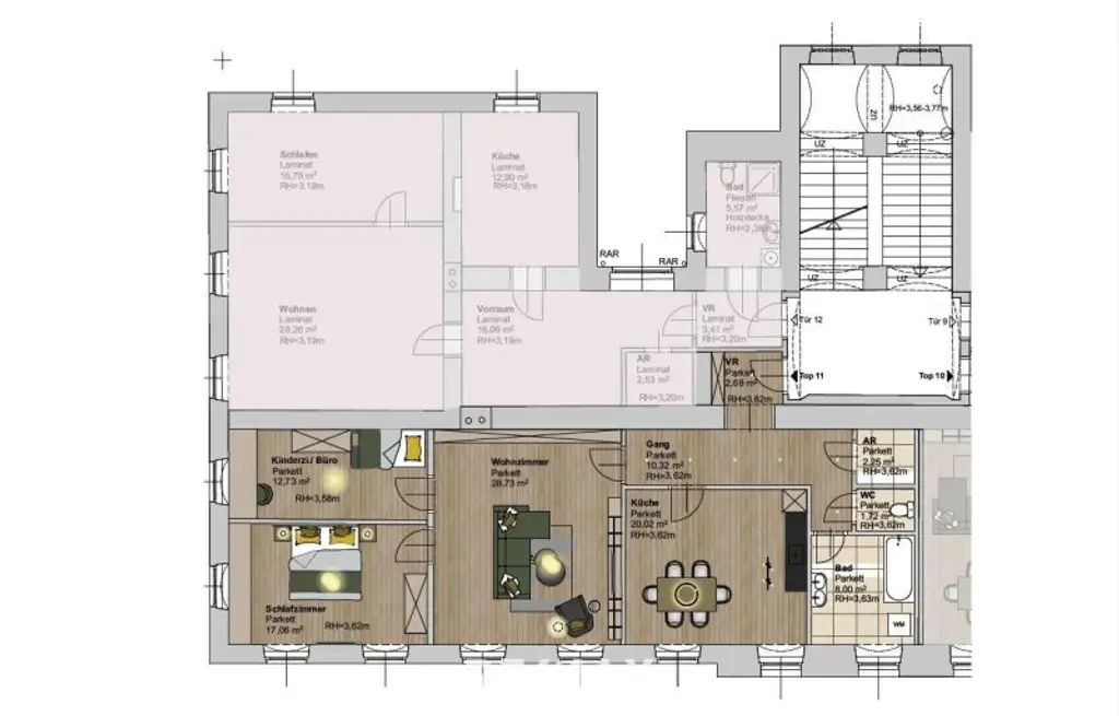 Grundriss mit Einrichtungsvorschlag