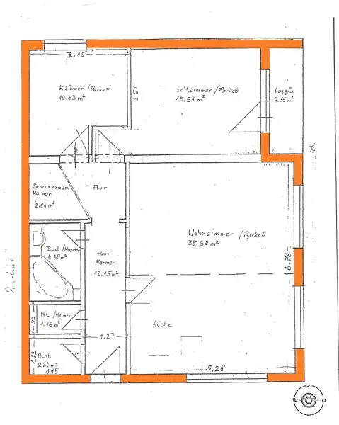 Schöne 86,24m² - 3 Zimmer Wohnung mit Loggia in Klagenfurt - Hausergasse