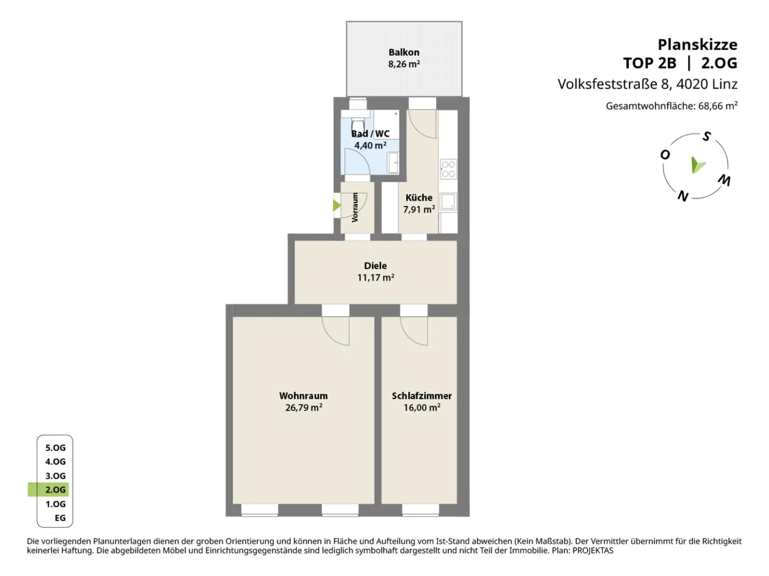 Großzügige 2 Zimmerwohnung mit Innenhofbalkon und moderner Einbauküche!