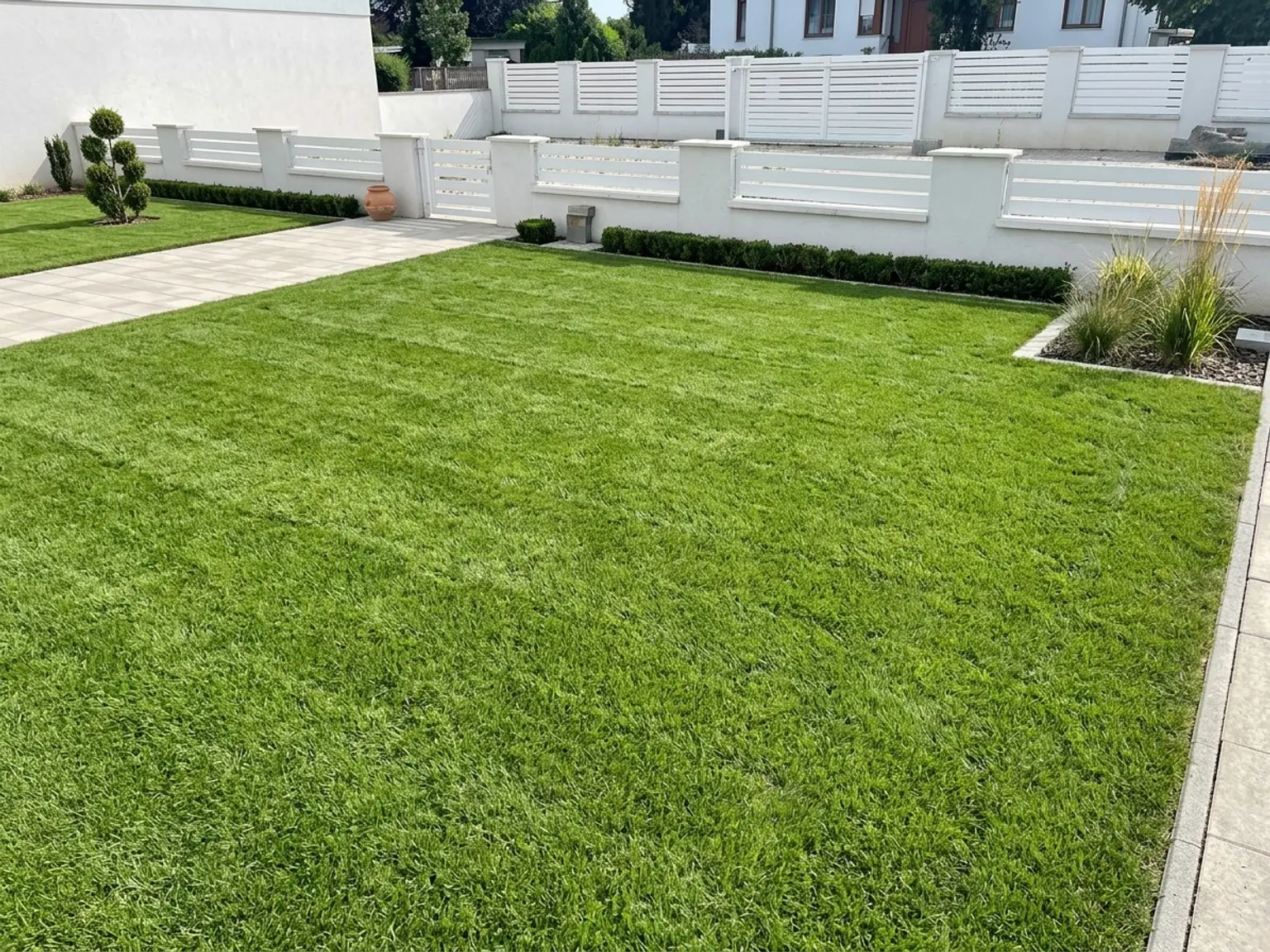 Garten neu begradigt(Rasen mit KI bearbeitet)