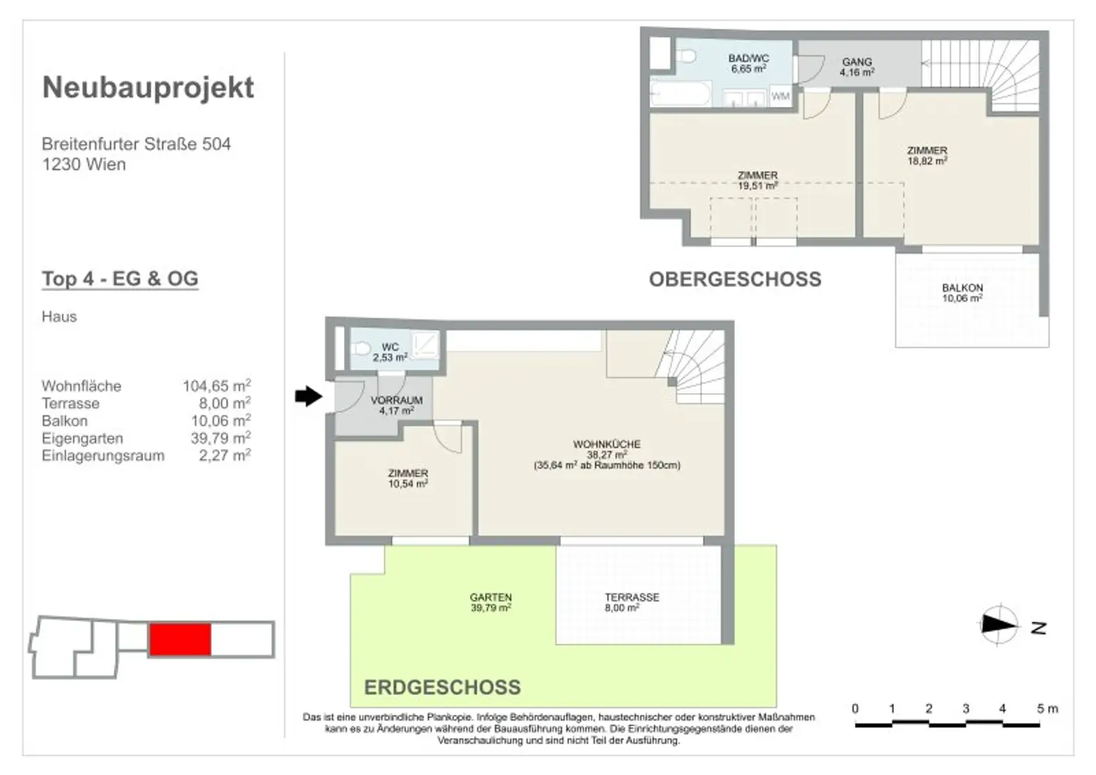ERSTBEZUG | Familienfreundliches Reihenhaus | 4 Zimmer auf 2 Ebenen mit Terrasse, Balkon & Eigengarten | TOP 4