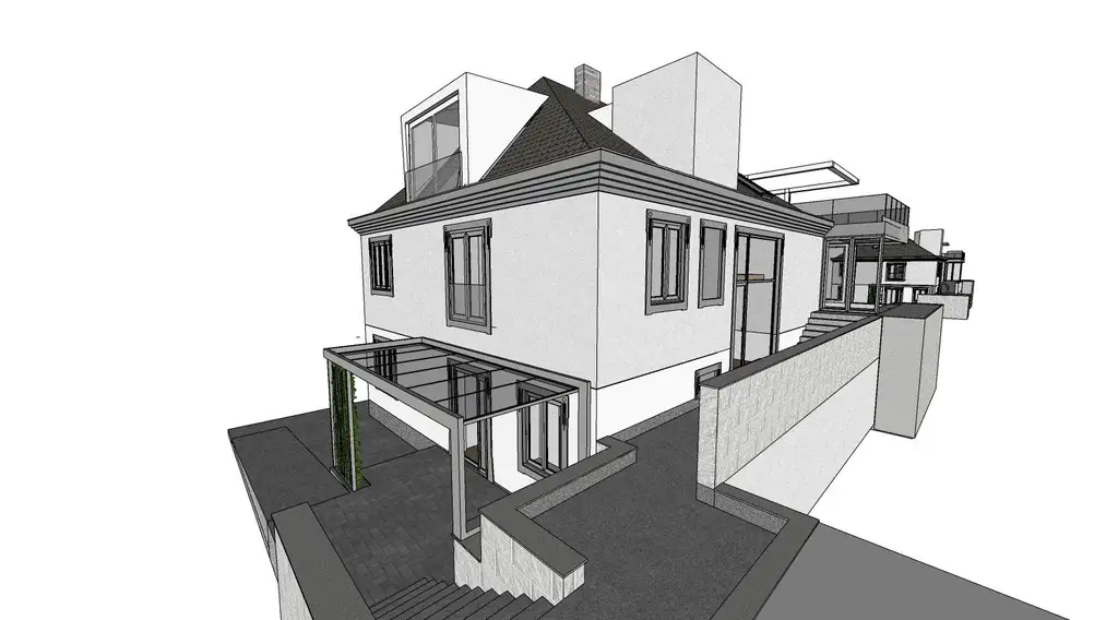 Edelrohbau-Villa, Herrschaftlicher Wohnsitz am Fuße des Kahlenberges an der Donau. Teilrestauriert entkernt und komplette Ausbauplanung.