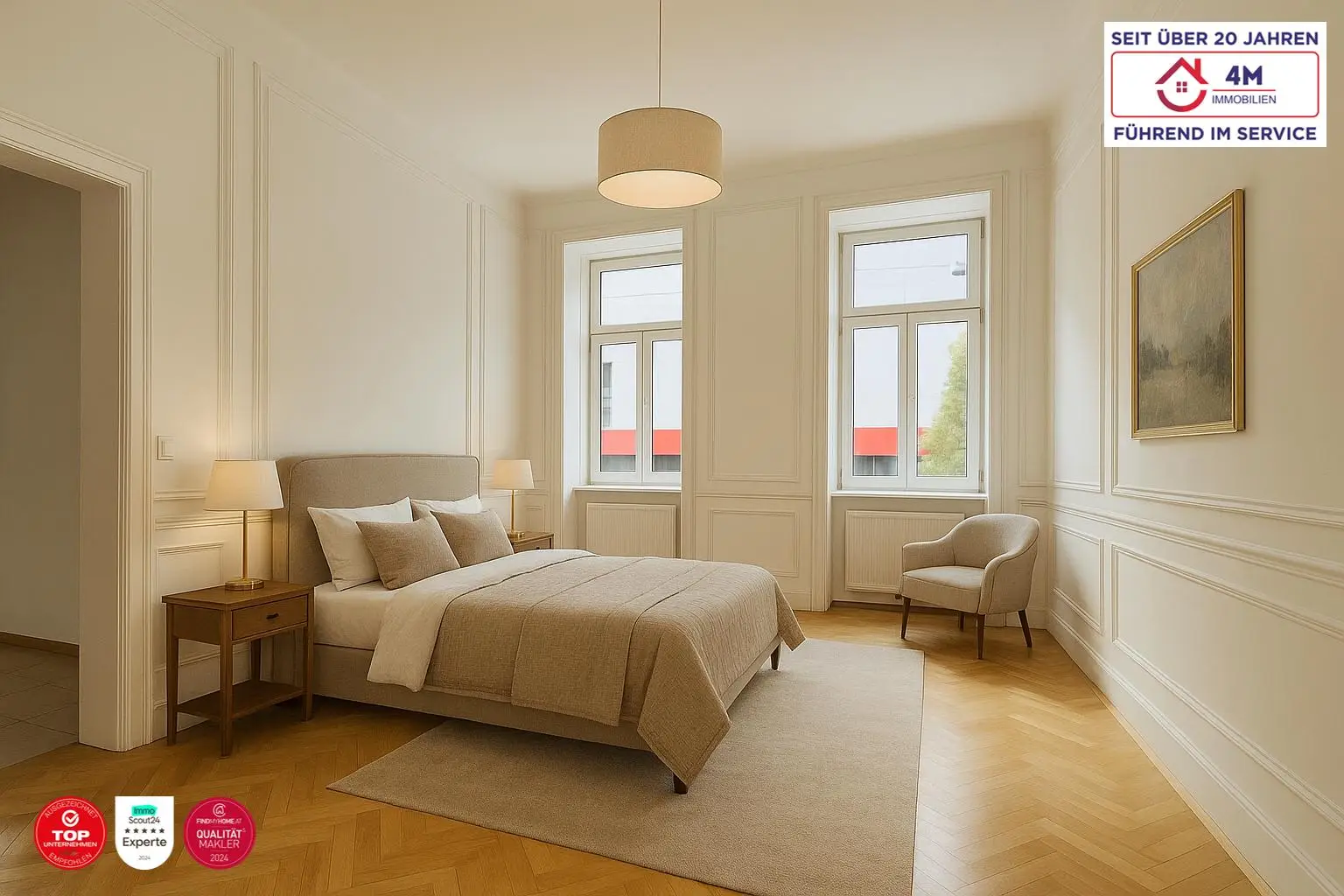 Schlafzimmer gestagt