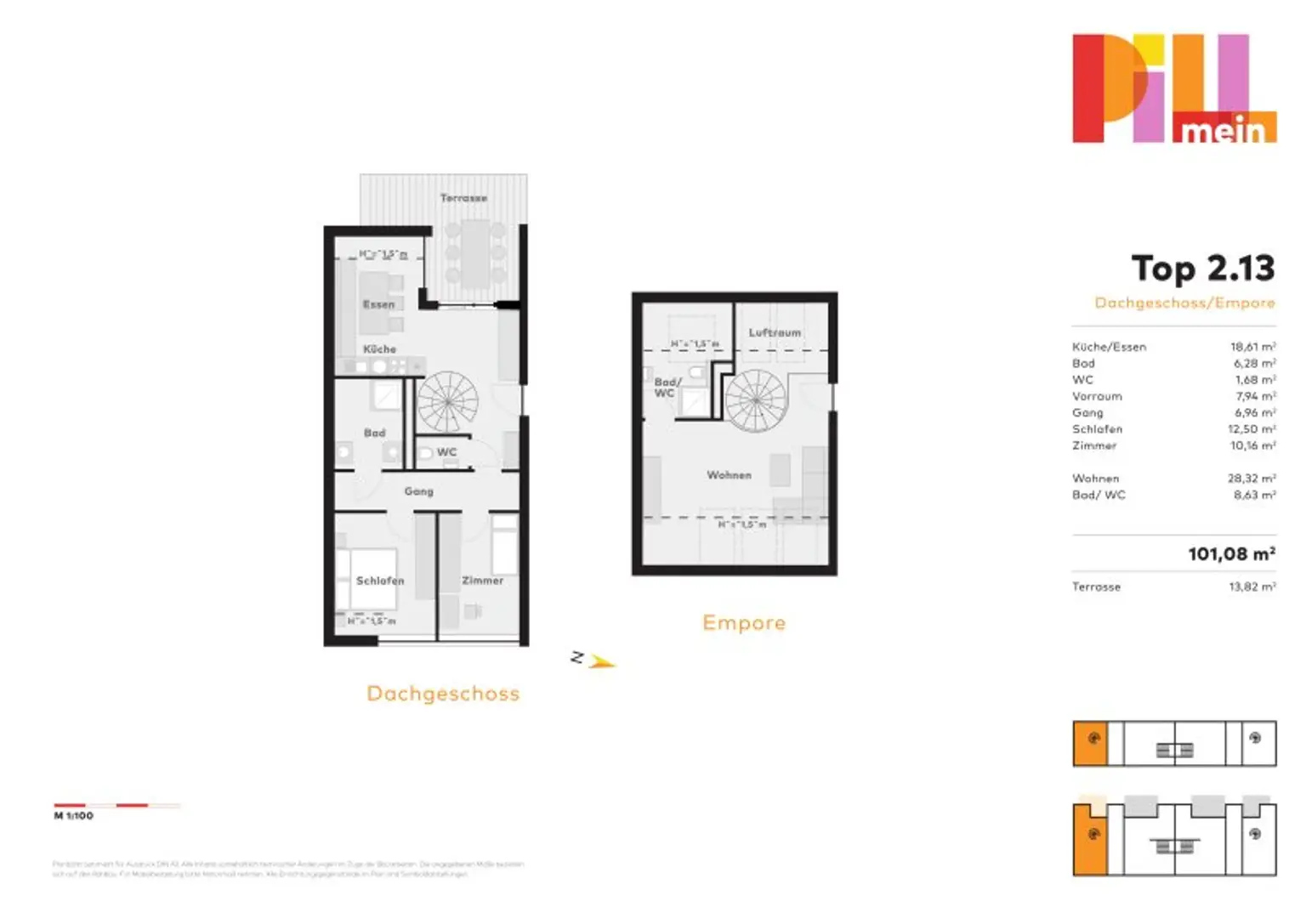 BAUSTART erfolgt! - PILLmein. - Neubau-Dachgeschoss-Wohnung mit Empore über den Dächern von Linz Hochwertig wohnen, wo das Leben stattfindet!