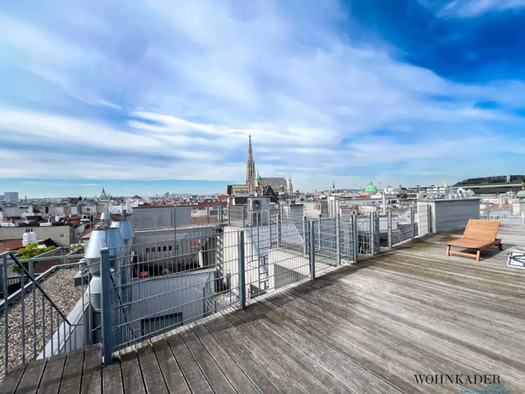 Exklusive 130 m² Dachgeschosswohnung mit Terrasse, Dachterrasse und atemberaubendem Blick auf den Stephansdom